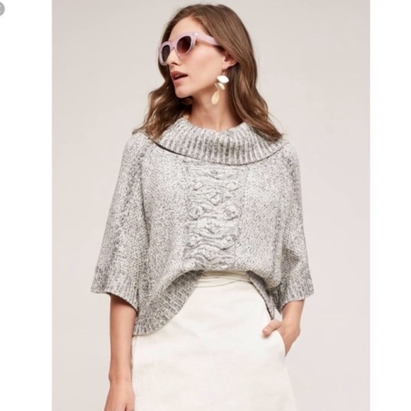 Anthropologie Field Flower Cabled Cowl Pullover - Picture 7 of 8